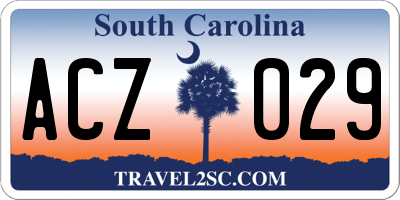 SC license plate ACZ029