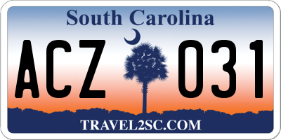 SC license plate ACZ031