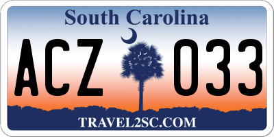 SC license plate ACZ033