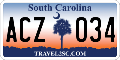 SC license plate ACZ034