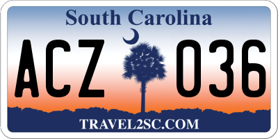 SC license plate ACZ036