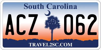 SC license plate ACZ062