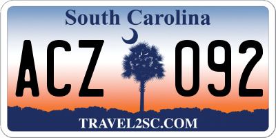 SC license plate ACZ092