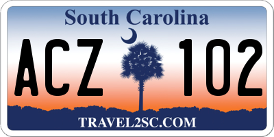 SC license plate ACZ102