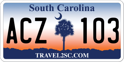 SC license plate ACZ103