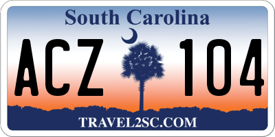 SC license plate ACZ104