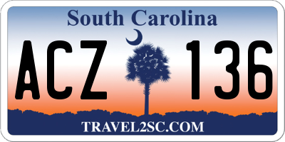 SC license plate ACZ136