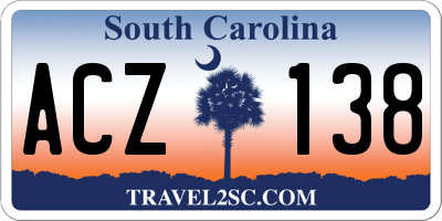 SC license plate ACZ138