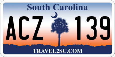 SC license plate ACZ139