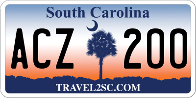 SC license plate ACZ200