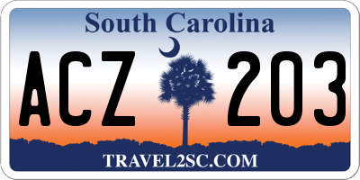 SC license plate ACZ203