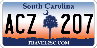 SC license plate ACZ207