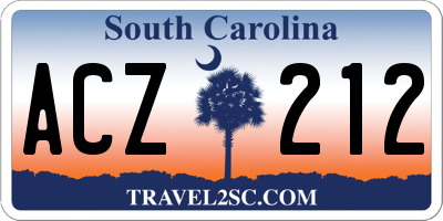 SC license plate ACZ212