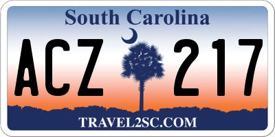 SC license plate ACZ217