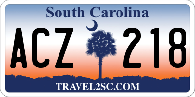 SC license plate ACZ218