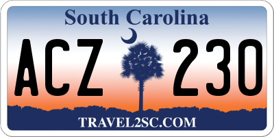 SC license plate ACZ230