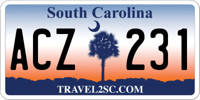 SC license plate ACZ231
