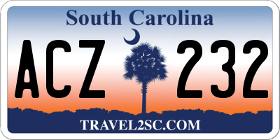 SC license plate ACZ232