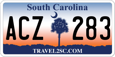 SC license plate ACZ283