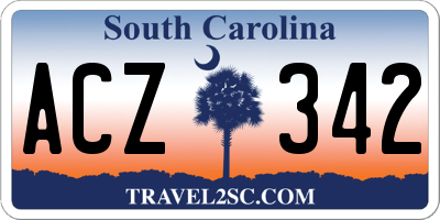 SC license plate ACZ342