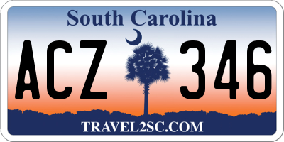 SC license plate ACZ346
