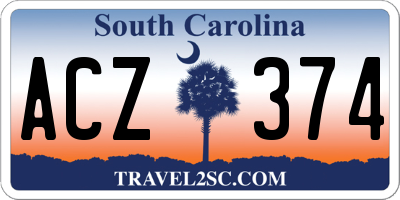 SC license plate ACZ374