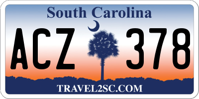 SC license plate ACZ378