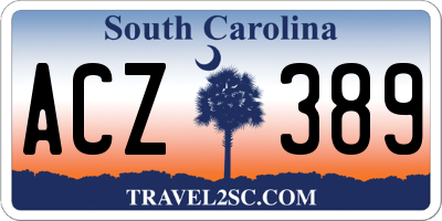 SC license plate ACZ389