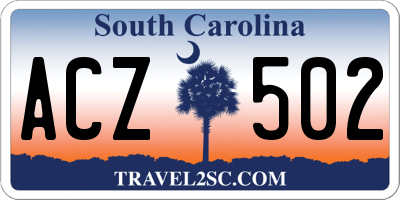 SC license plate ACZ502