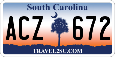 SC license plate ACZ672