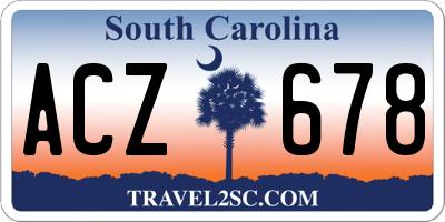 SC license plate ACZ678