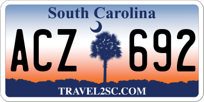 SC license plate ACZ692