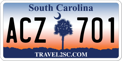 SC license plate ACZ701