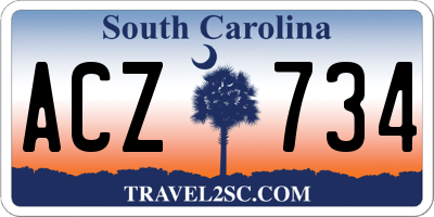 SC license plate ACZ734