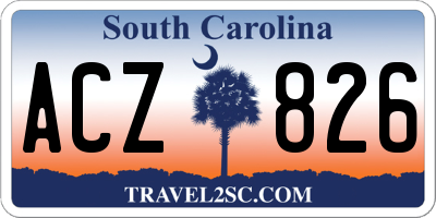 SC license plate ACZ826