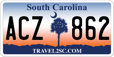 SC license plate ACZ862