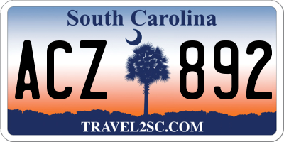 SC license plate ACZ892
