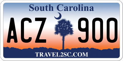 SC license plate ACZ900