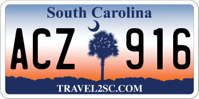 SC license plate ACZ916