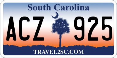 SC license plate ACZ925