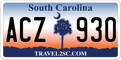 SC license plate ACZ930