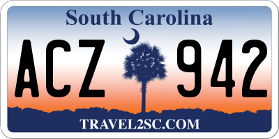SC license plate ACZ942