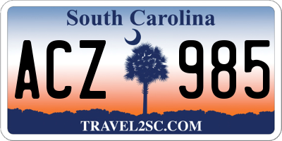 SC license plate ACZ985