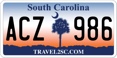 SC license plate ACZ986