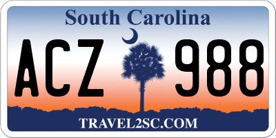 SC license plate ACZ988