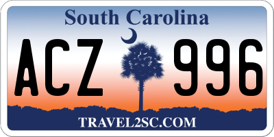 SC license plate ACZ996