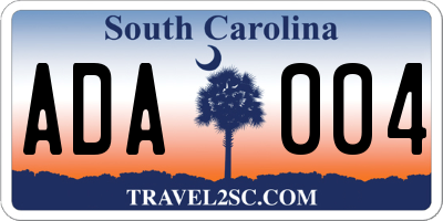 SC license plate ADA004