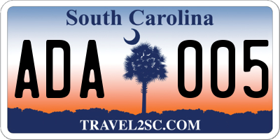 SC license plate ADA005