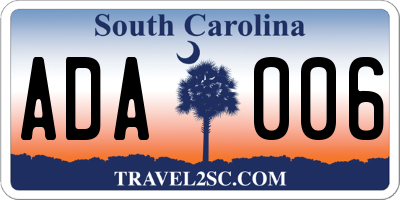SC license plate ADA006