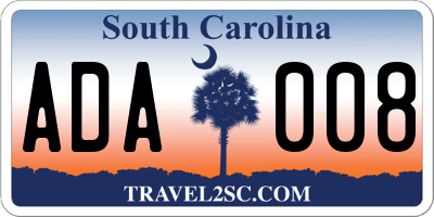 SC license plate ADA008